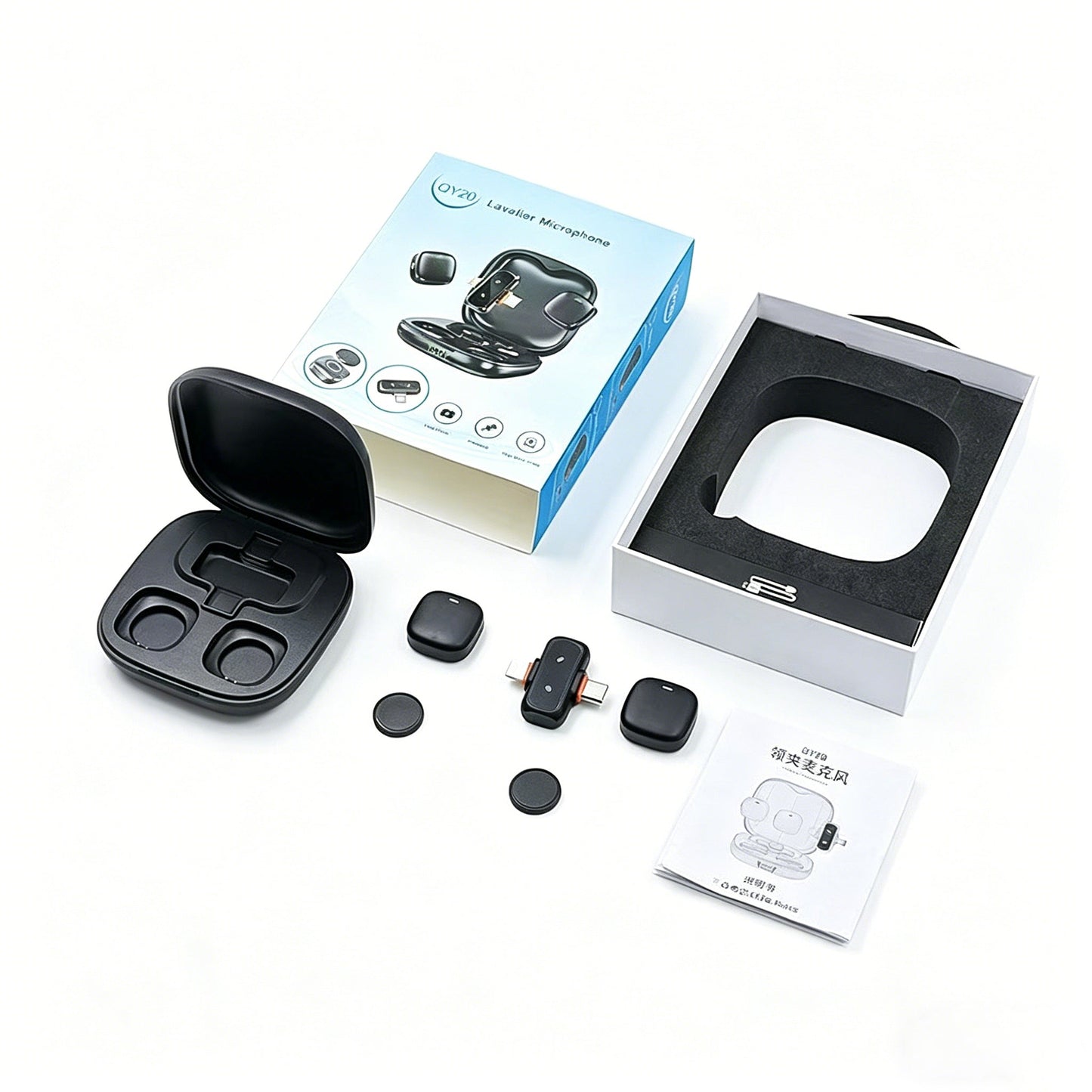 Dual Wireless Lavalier Microphone System with AI Noise Cancellation | Plug & Play Interview Mic with Charging Receiver - Omnigift