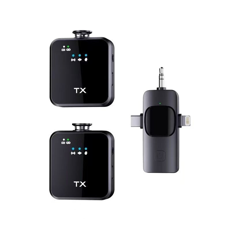 F11 - 2 3 - in - 1 Wireless Lavalier Microphone – Lightning/Type - C/3.5mm, Dual Mic, Manual Noise Reduction - Omnigift