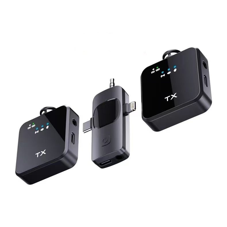 F11 - 2 3 - in - 1 Wireless Lavalier Microphone – Lightning/Type - C/3.5mm, Dual Mic, Manual Noise Reduction - Omnigift