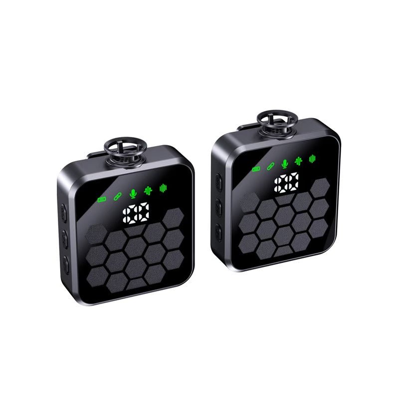 QY66 Dual Wireless Clip Mic 2 - in - 1 (iPhone & Type - C) – Plug & Play, Noise Cancelling, Reverb, Volume Adjustment, 30ms Low Latency, 20–30m Range, Windproof, Rechargeable Receiver - Omnigift