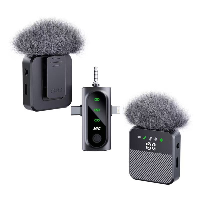 Wireless Lavalier Microphone 300mAh | 30ms Low Latency | Noise Reduction Clip Mic for iPhone & Android QY77 - Omnigift