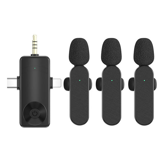 H20 wireless microphone set with 4 clip-on mics and 1 charging receiver for group audio recording