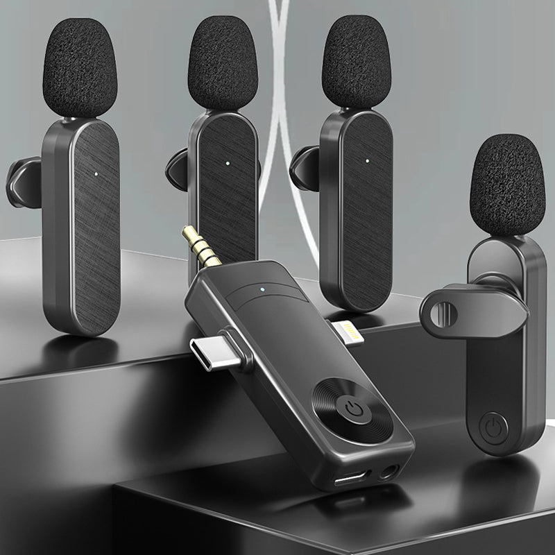Multi-person wireless mic kit with echo effect and plug-and-play receiver for phones and computers