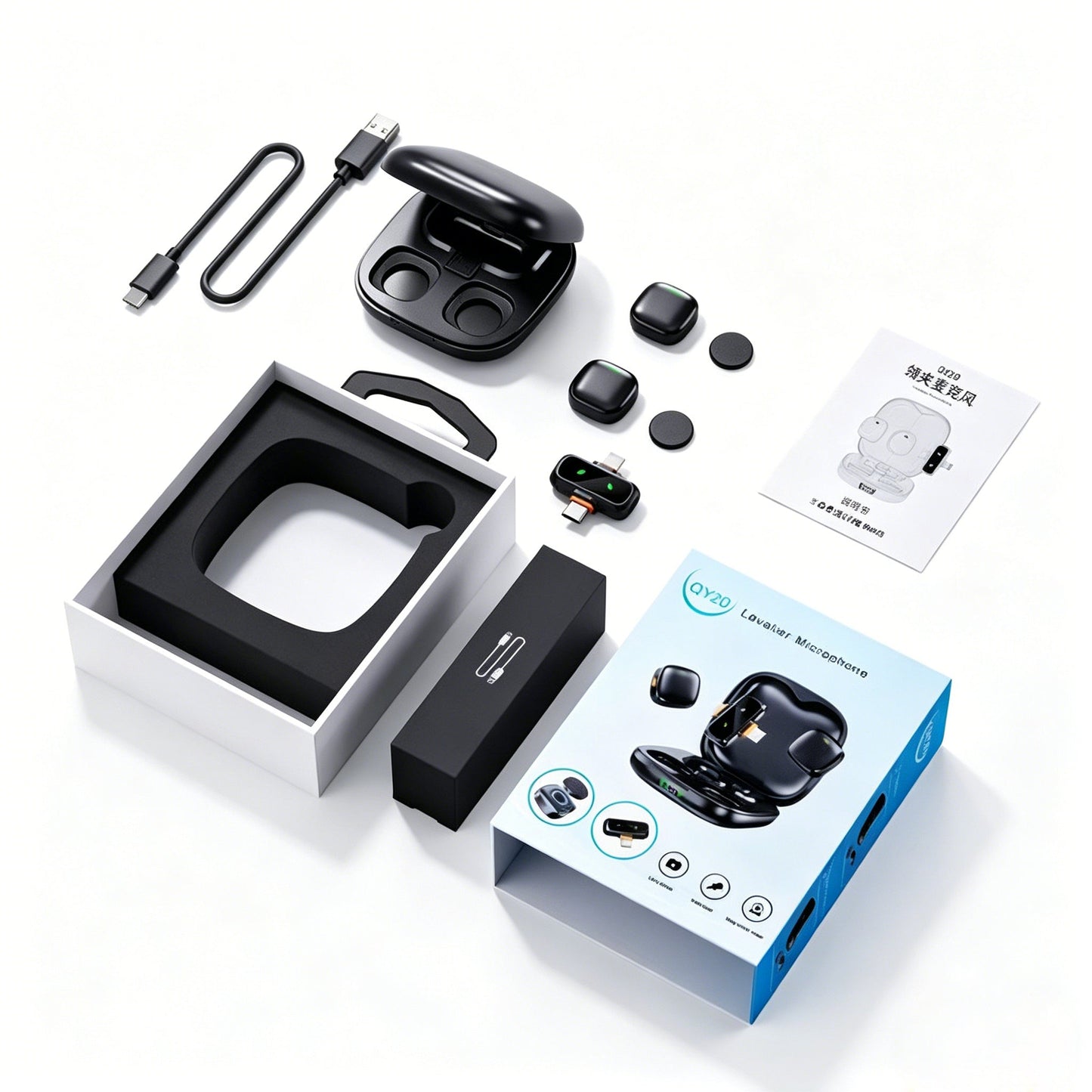 Dual Wireless Lavalier Microphone System with AI Noise Cancellation | Plug & Play Interview Mic with Charging Receiver - Omnigift