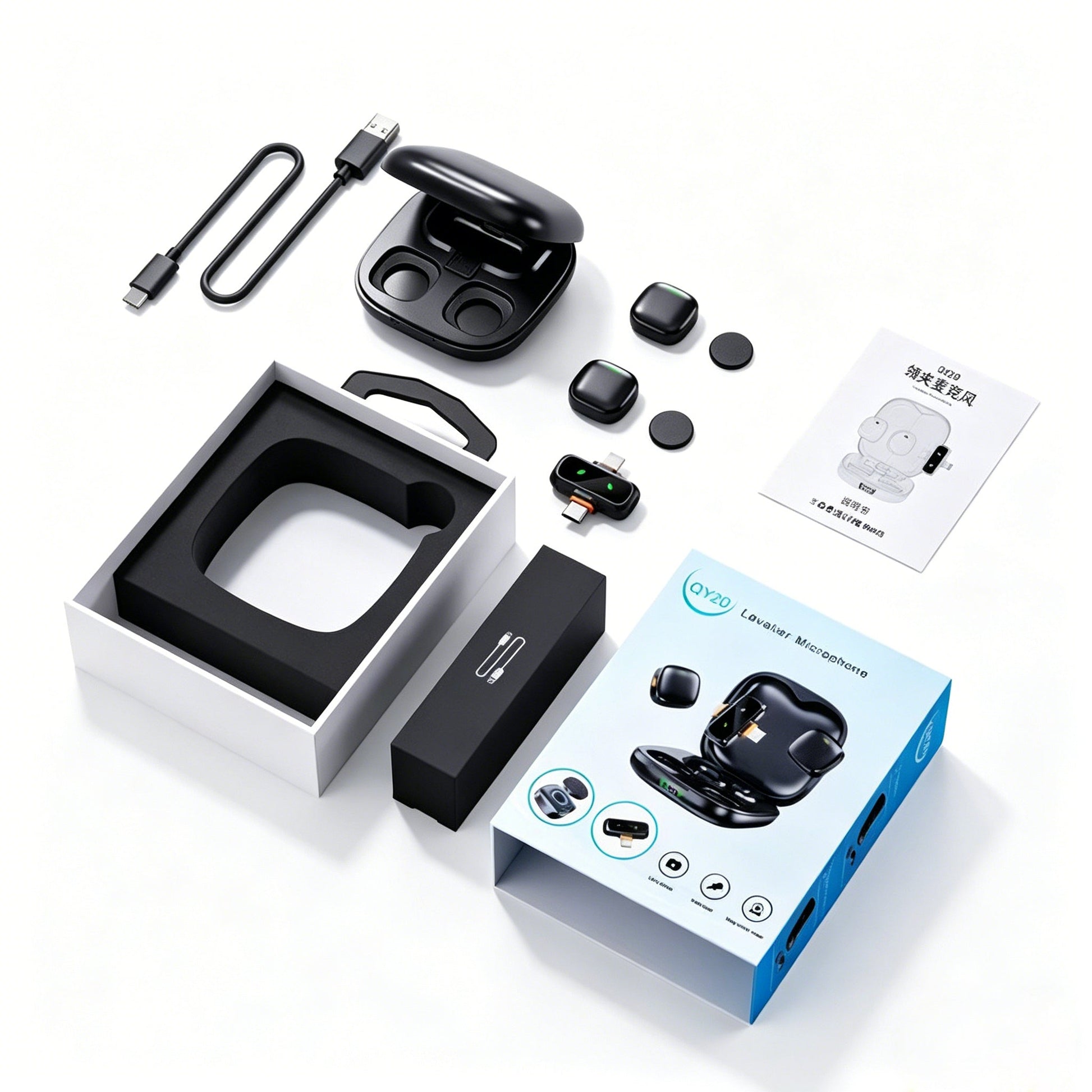 Dual Wireless Lavalier Microphone System with AI Noise Cancellation | Plug & Play Interview Mic with Charging Receiver - Omnigift