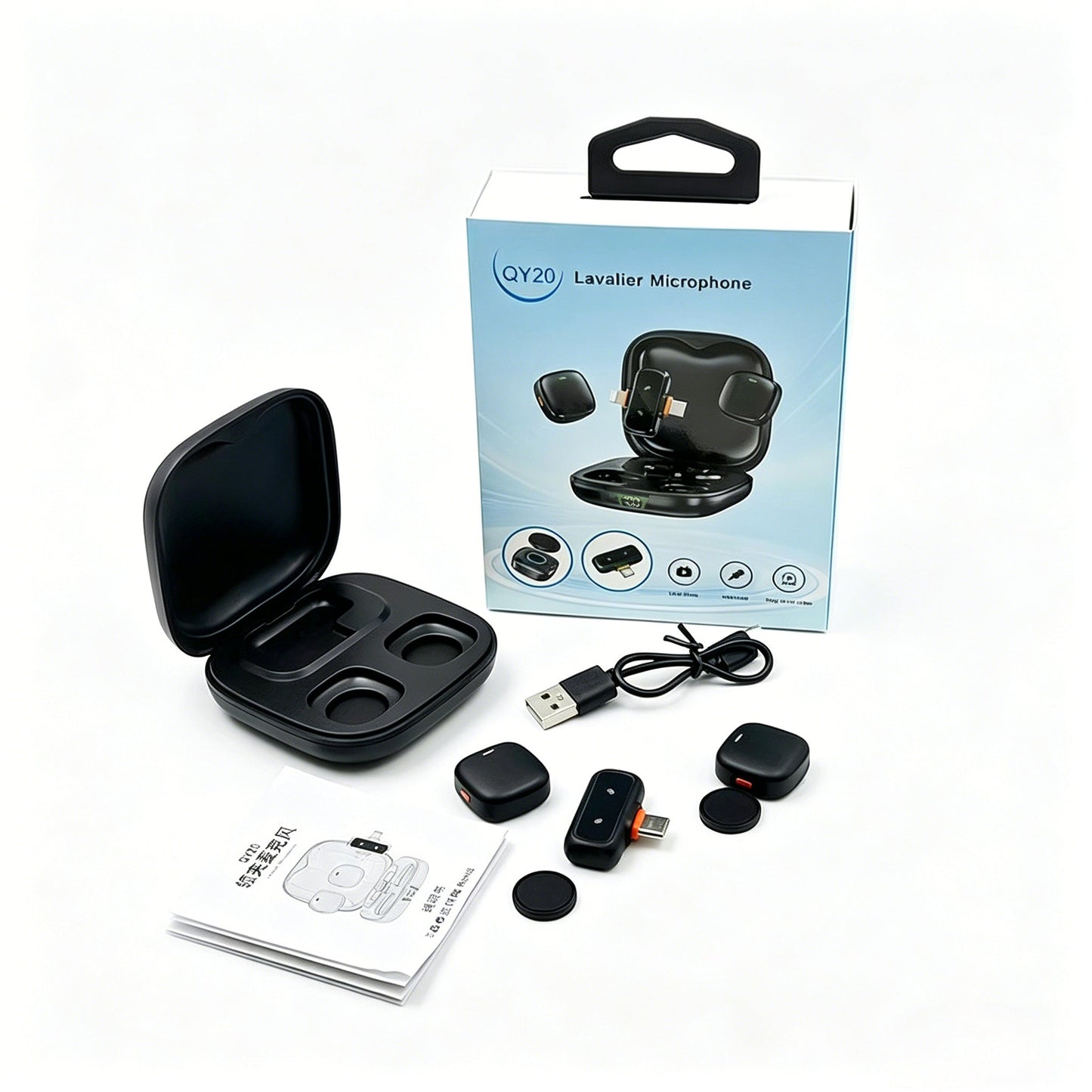 Dual Wireless Lavalier Microphone System with AI Noise Cancellation | Plug & Play Interview Mic with Charging Receiver - Omnigift