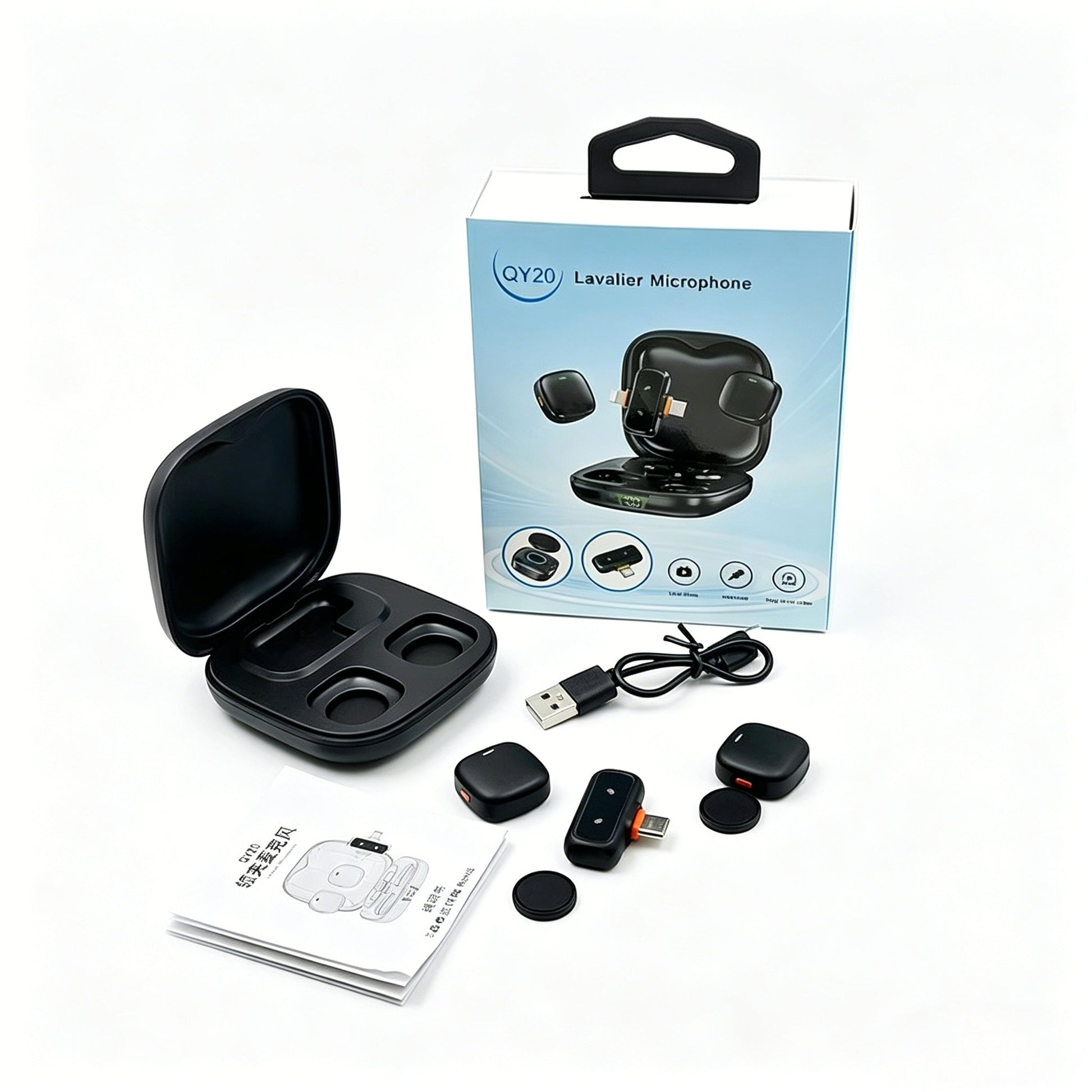 Dual Wireless Lavalier Microphone System with AI Noise Cancellation | Plug & Play Interview Mic with Charging Receiver - Omnigift