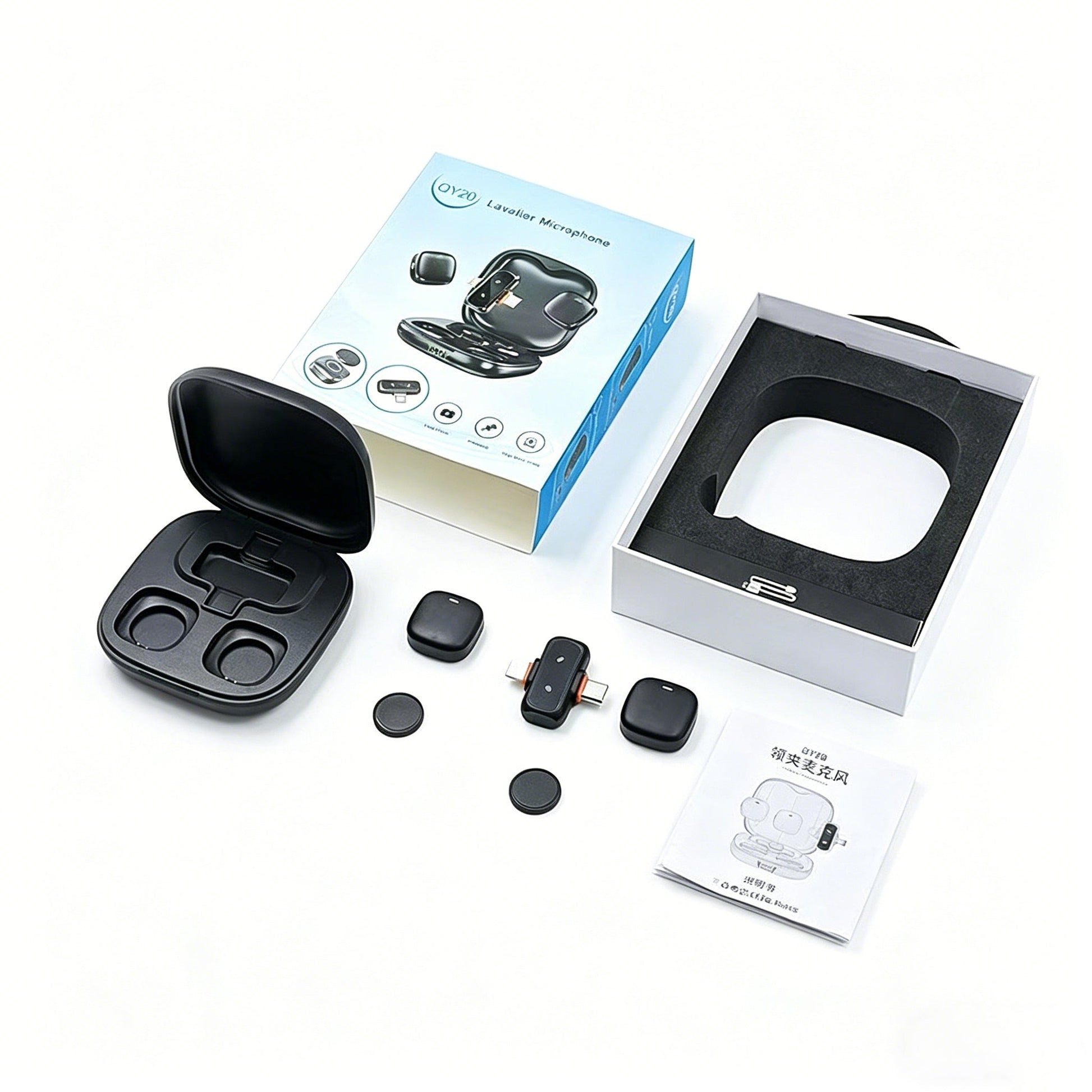 Dual Wireless Lavalier Microphone System with AI Noise Cancellation | Plug & Play Interview Mic with Charging Receiver - Omnigift