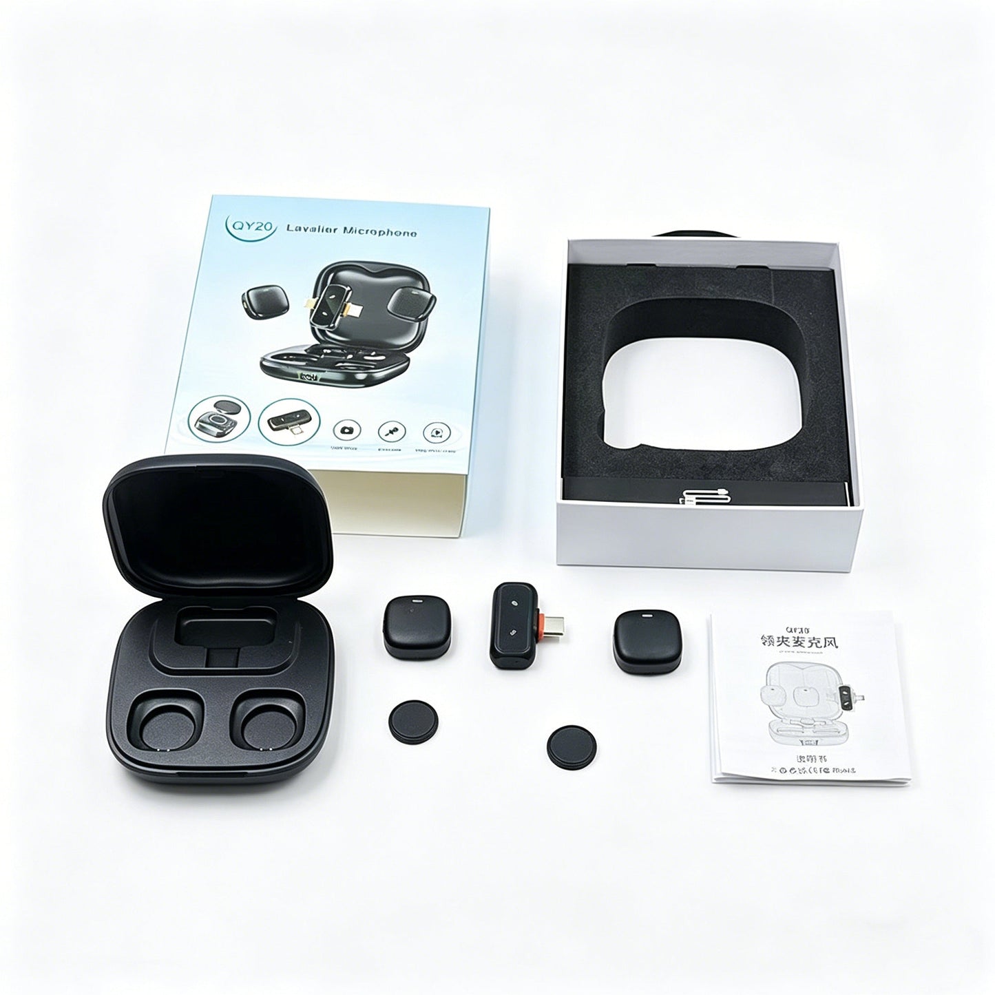 Dual Wireless Lavalier Microphone System with AI Noise Cancellation | Plug & Play Interview Mic with Charging Receiver - Omnigift