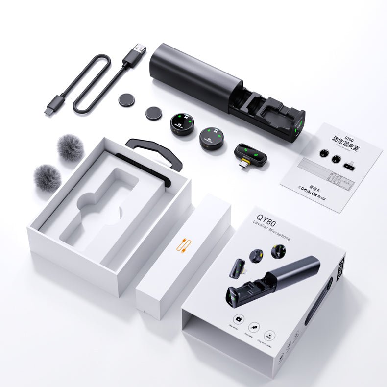 H26 BlueXun Dual Wireless Lavalier Microphone – Auto Noise Cancelling, Reverb & Pause Mode, Slide Charging Case, 6–7H Battery, Plug & Play Dual Mic for iPhone & Type - C - Omnigift