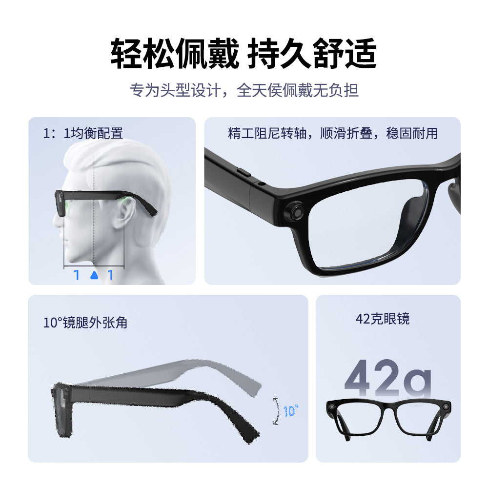 HY-19 AI Smart Audio & Camera Glasses with SONY 8MP Lens, Dual ENC Speakers | 42g Ergonomic Design