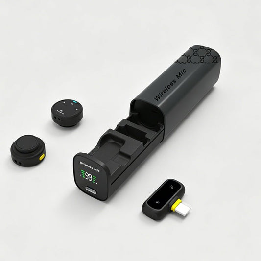 J10 Wireless Lavalier Microphone with 50m Range | Long Battery Life Clip - On Mic with pulling Charging Case - Omnigift