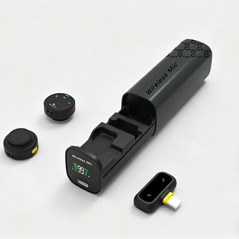 J10 Wireless Lavalier Microphone with 50m Range | Long Battery Life Clip - On Mic with pulling Charging Case - Omnigift