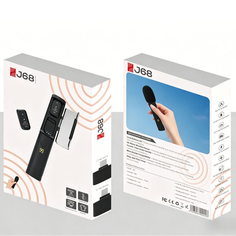 J68 Dual - Mode Wireless Lavalier & Interview Microphone | Clip - On or Handheld Mic with 50m Range - Omnigift