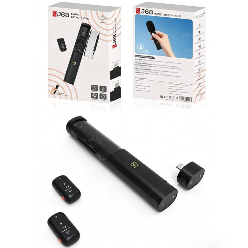 J68 Dual - Mode Wireless Lavalier & Interview Microphone | Clip - On or Handheld Mic with 50m Range - Omnigift
