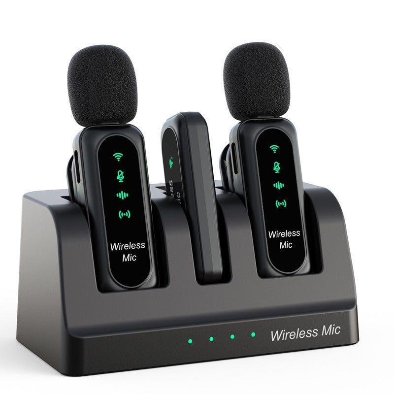 K7 Clip - On Wireless Microphone Set – 2.4GHz, 36kHz 24 - bit Audio, 1500mAh Charging Case, 20m Range - Omnigift