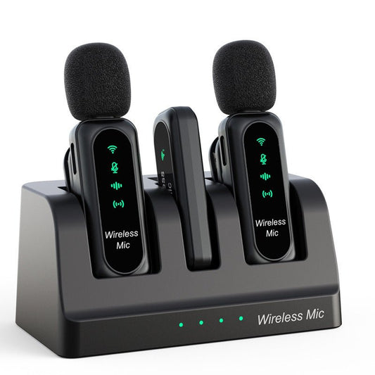 K7 Clip - On Wireless Microphone Set – 2.4GHz, 36kHz 24 - bit Audio, 1500mAh Charging Case, 20m Range - Omnigift