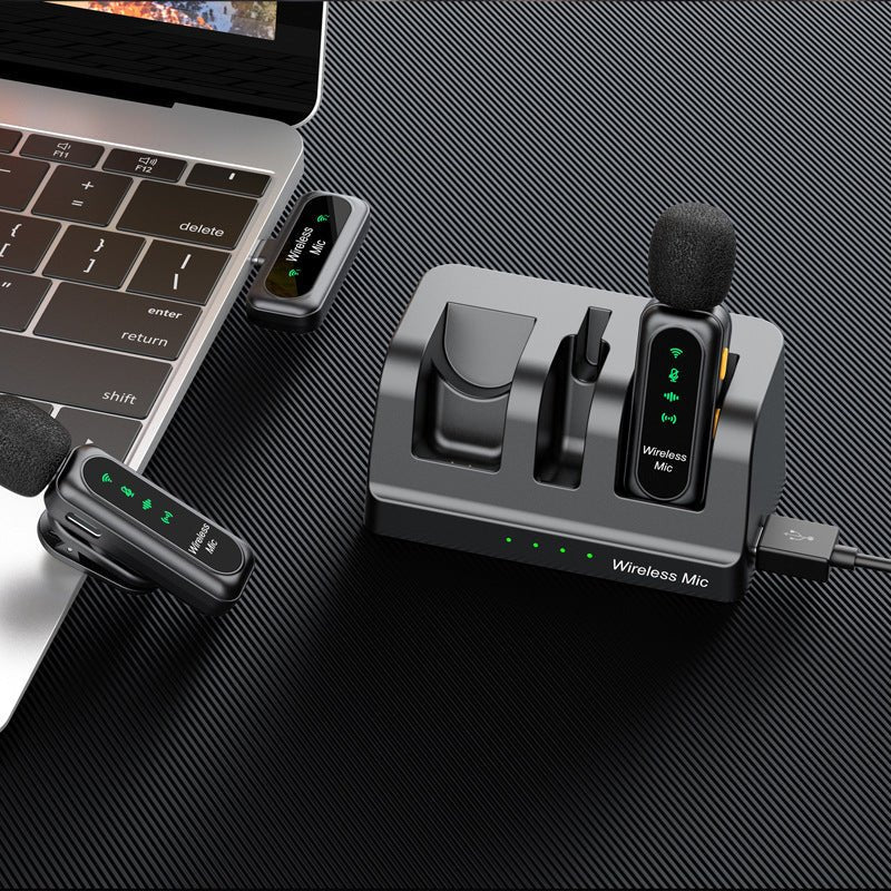 K7 Clip - On Wireless Microphone Set – 2.4GHz, 36kHz 24 - bit Audio, 1500mAh Charging Case, 20m Range - Omnigift