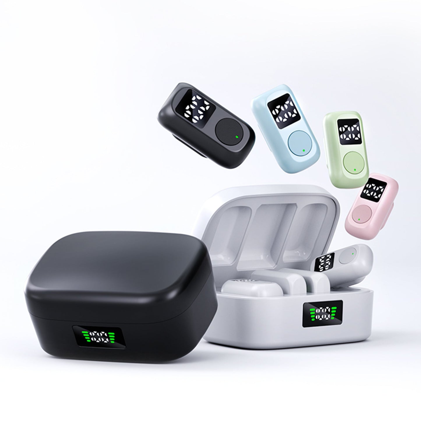 QY88 BlueXun Dual Receiver Wireless Lavalier Set – 2 Transmitters & 2 Converters, Plug & Play Mic with Reverb, Noise Control, Volume Adjustment, Charging Case, 30ms Delay, Black/White - Omnigift