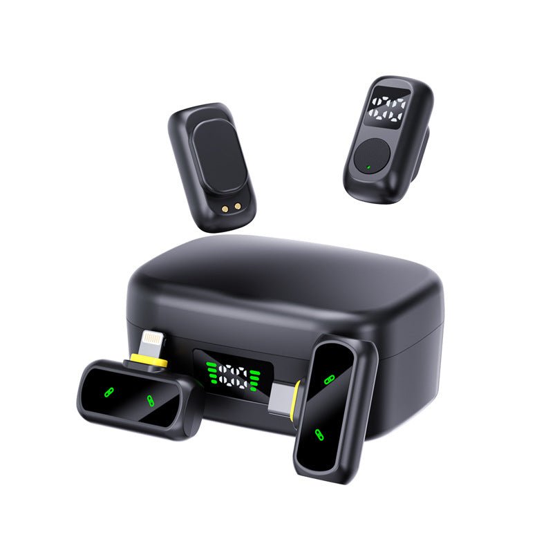 QY88 BlueXun Dual Receiver Wireless Lavalier Set – 2 Transmitters & 2 Converters, Plug & Play Mic with Reverb, Noise Control, Volume Adjustment, Charging Case, 30ms Delay, Black/White - Omnigift