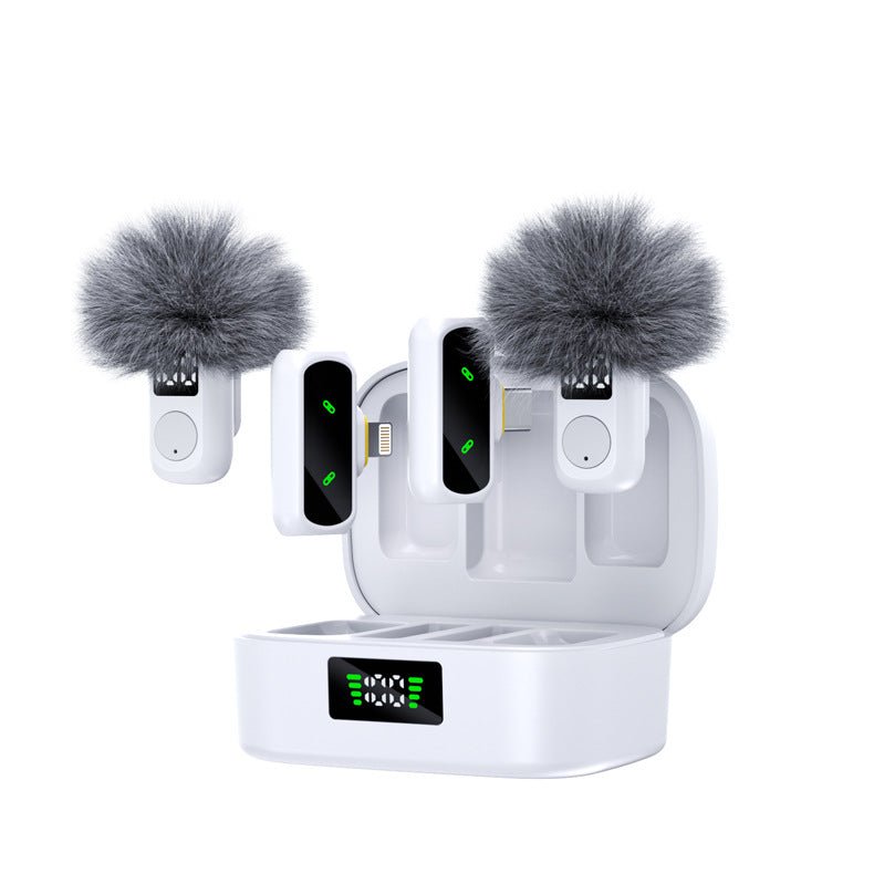 QY88 BlueXun Dual Receiver Wireless Lavalier Set – 2 Transmitters & 2 Converters, Plug & Play Mic with Reverb, Noise Control, Volume Adjustment, Charging Case, 30ms Delay, Black/White - Omnigift