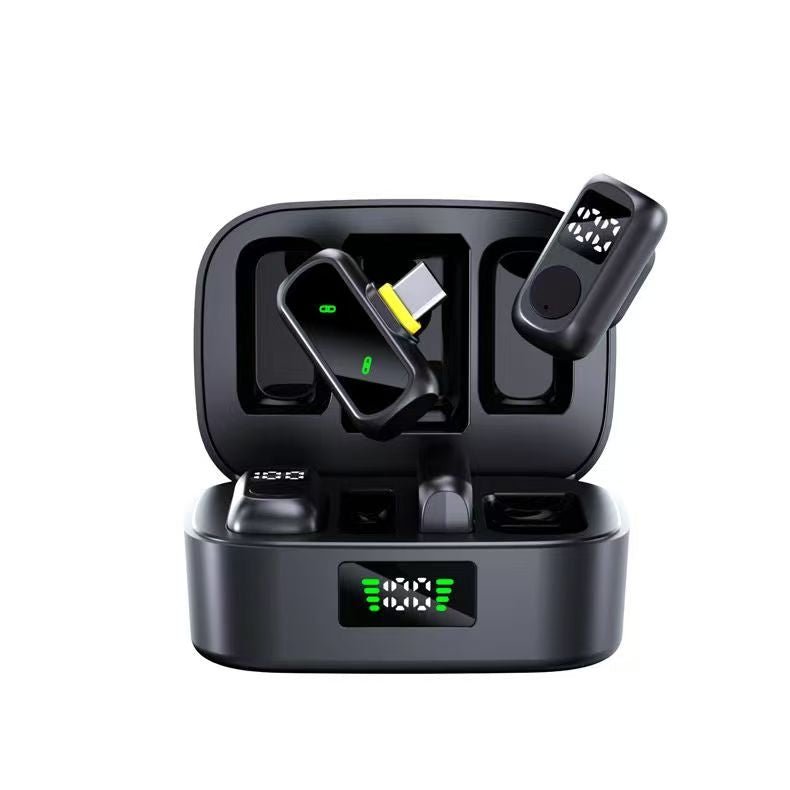 QY88 BlueXun Dual Receiver Wireless Lavalier Set – 2 Transmitters & 2 Converters, Plug & Play Mic with Reverb, Noise Control, Volume Adjustment, Charging Case, 30ms Delay, Black/White - Omnigift