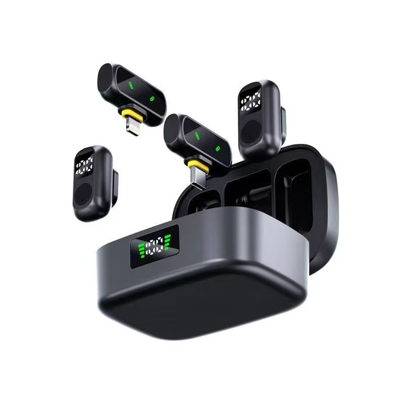 QY88 BlueXun Dual Receiver Wireless Lavalier Set – 2 Transmitters & 2 Converters, Plug & Play Mic with Reverb, Noise Control, Volume Adjustment, Charging Case, 30ms Delay, Black/White - Omnigift