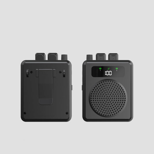 R11 dual wireless lavalier microphone with Bluetooth speaker for live streaming and mobile recording