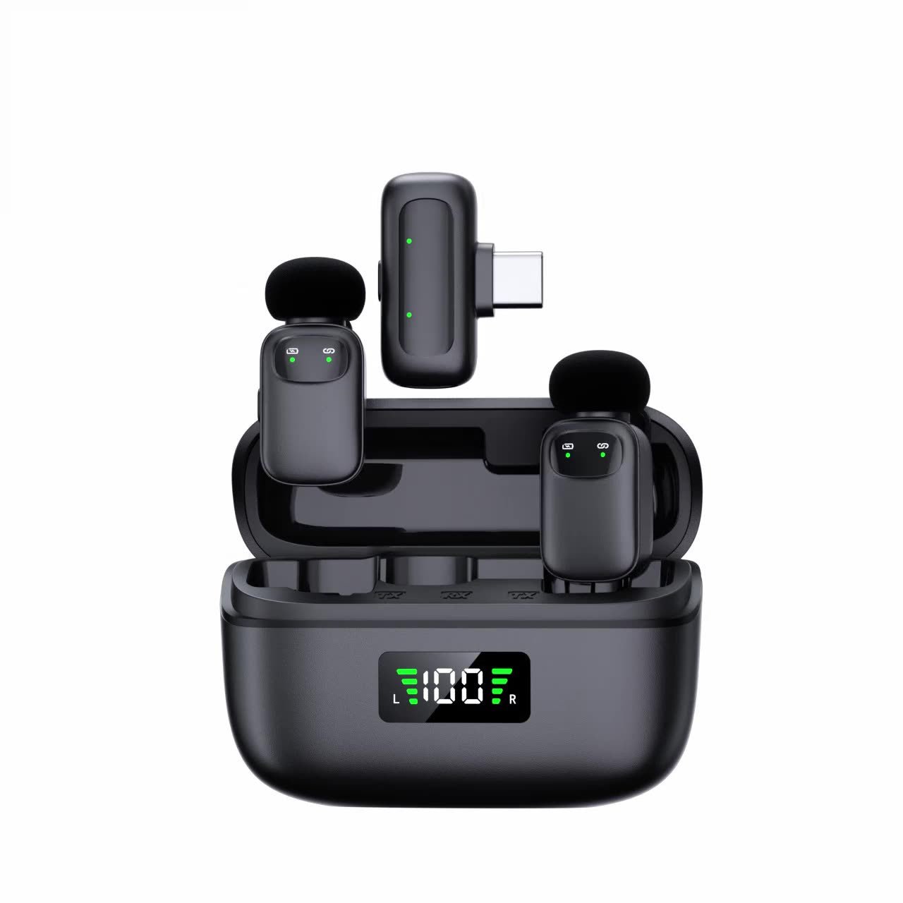 T1mini Wireless Lavalier Microphone with Voice Changer | Clip - On Mic with Charging Case, 30ms Sync, 50m Range - Omnigift