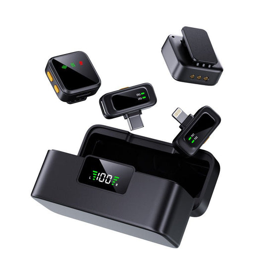 T40 wireless lavalier microphone with 2 heads type - c and type lighting - Omnigift