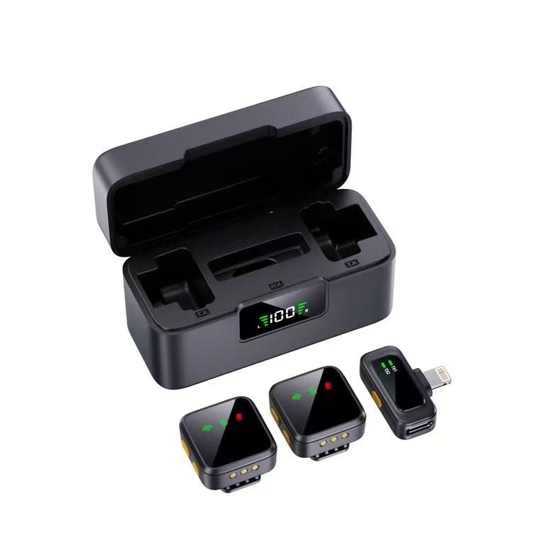 T40 wireless lavalier microphone with 2 heads type - c and type lighting - Omnigift