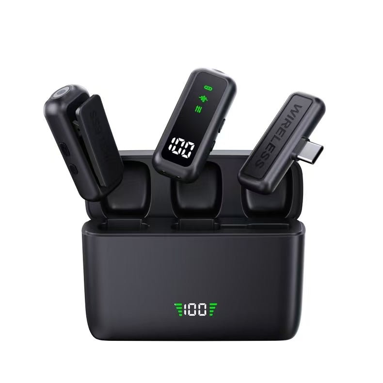T68 Wireless Clip Microphone with Charging Case | 80dB Clear Audio, 25ms Sync, Long Battery Lavalier Mic - Omnigift