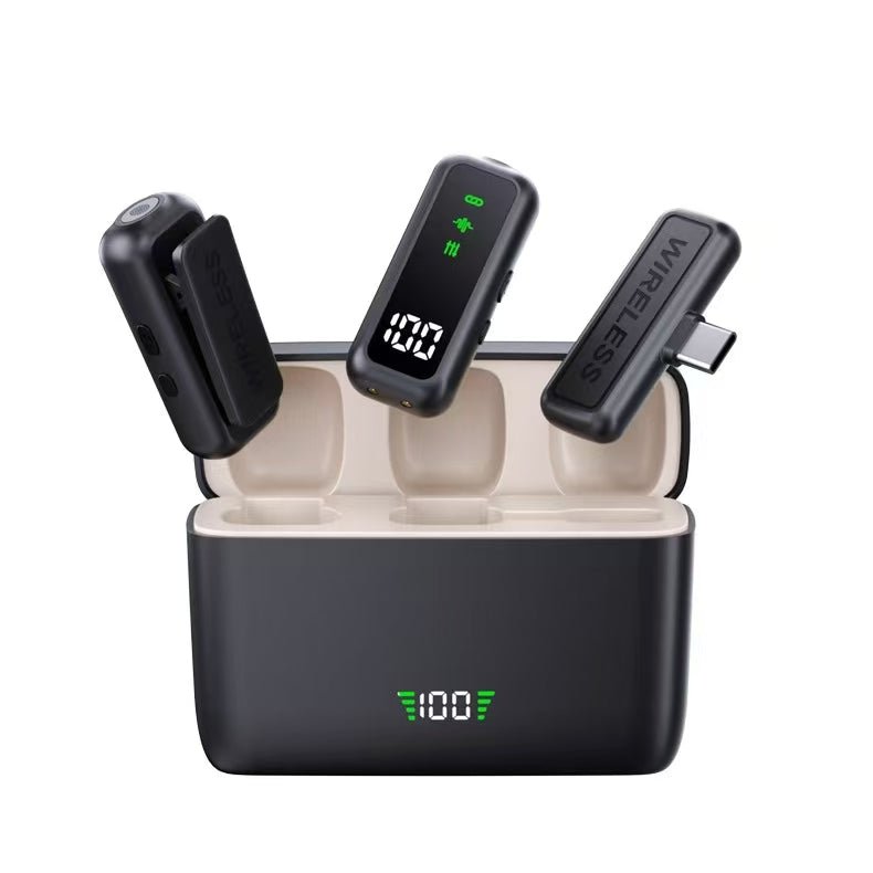 T68 Wireless Clip Microphone with Charging Case | 80dB Clear Audio, 25ms Sync, Long Battery Lavalier Mic - Omnigift