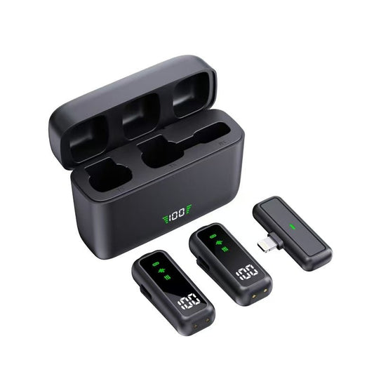 T68 Wireless Clip Microphone with Charging Case | 80dB Clear Audio, 25ms Sync, Long Battery Lavalier Mic - Omnigift
