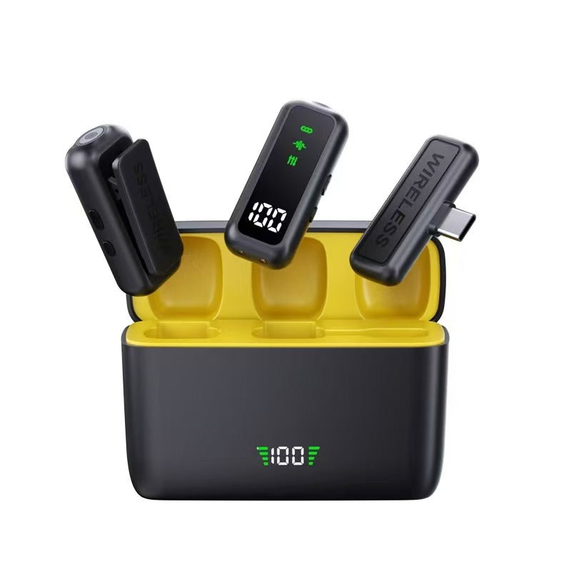 T68 Wireless Clip Microphone with Charging Case | 80dB Clear Audio, 25ms Sync, Long Battery Lavalier Mic - Omnigift