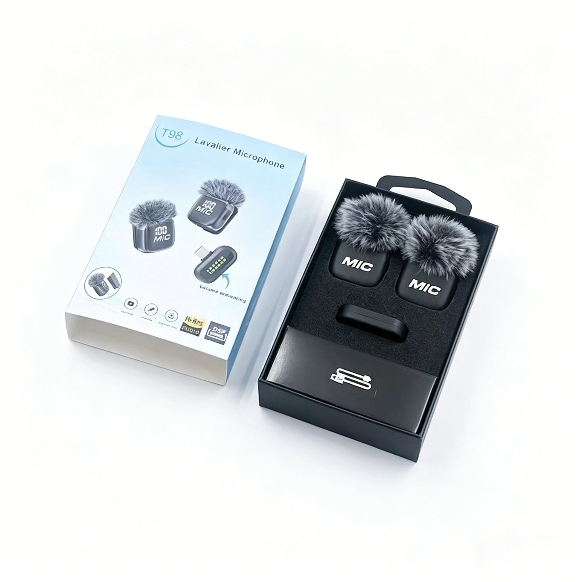 T98 Multi - Function Wireless Lavalier Microphone System | Dual Mic with Echo, Speaker Output & Battery Display - Omnigift