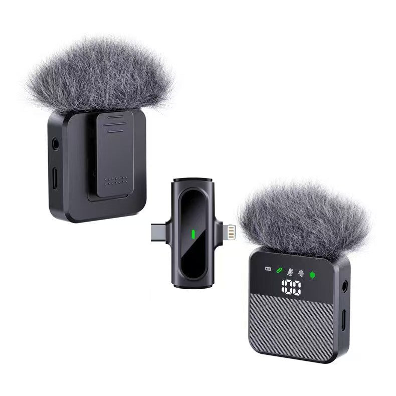 Wireless Lavalier Microphone 300mAh | 30ms Low Latency | Noise Reduction Clip Mic for iPhone & Android QY77 - Omnigift