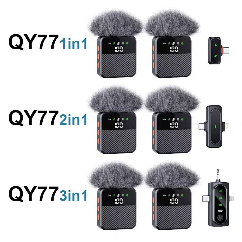 Wireless Lavalier Microphone 300mAh | 30ms Low Latency | Noise Reduction Clip Mic for iPhone & Android QY77 - Omnigift